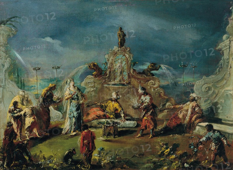 Scene in the Garden of a Serraglio. Artist: Guardi, Giovanni Antonio (1699-1760)