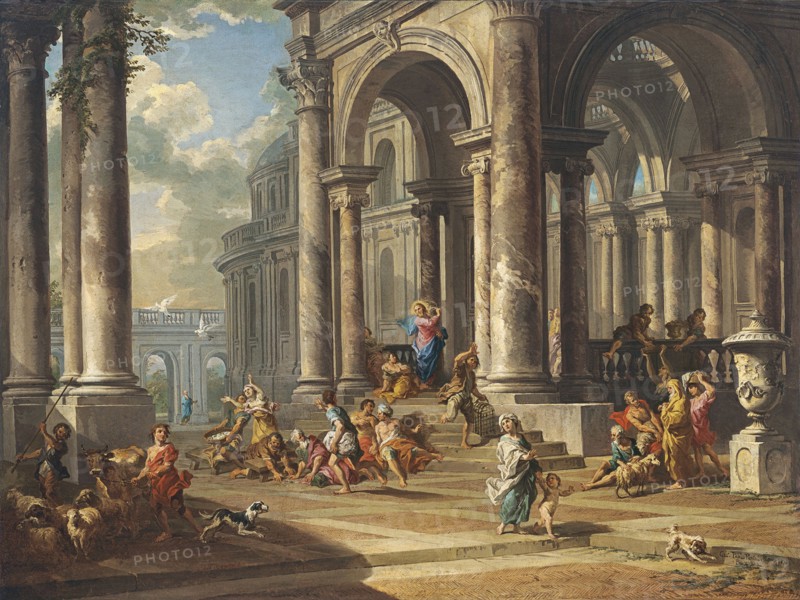Christ Driving the Money Changers from the Temple. Artist: Panini, Giovanni Paolo (1691-1765)