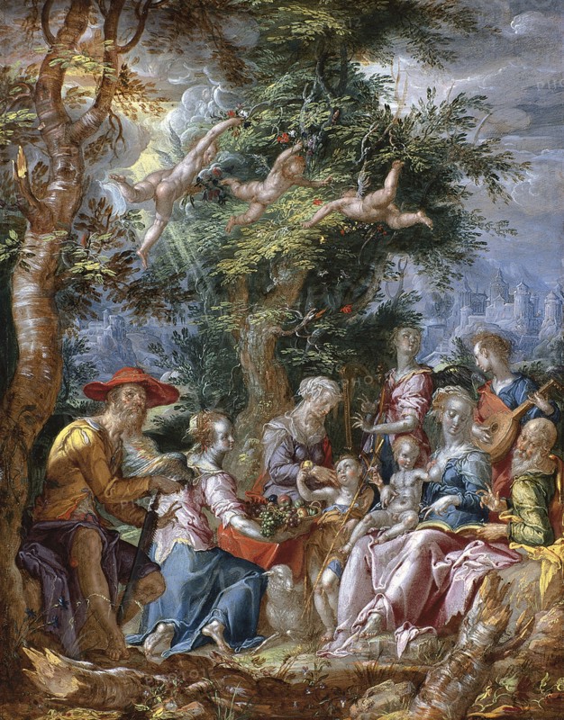 The Holy Family with Saints and Angels. Artist: Wtewael, Joachim (1566-1638)