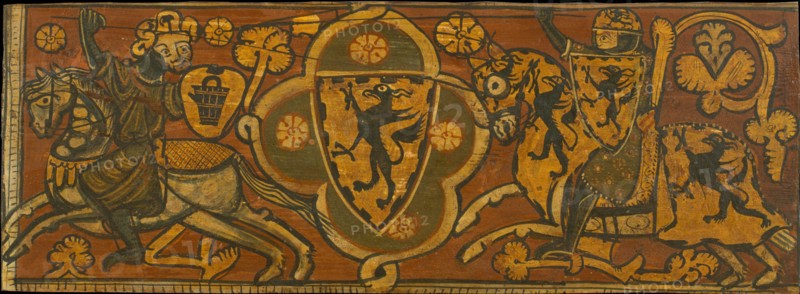 Ceiling panel with a fight between a Christian knight and a Muslim. Artist: Anonymous