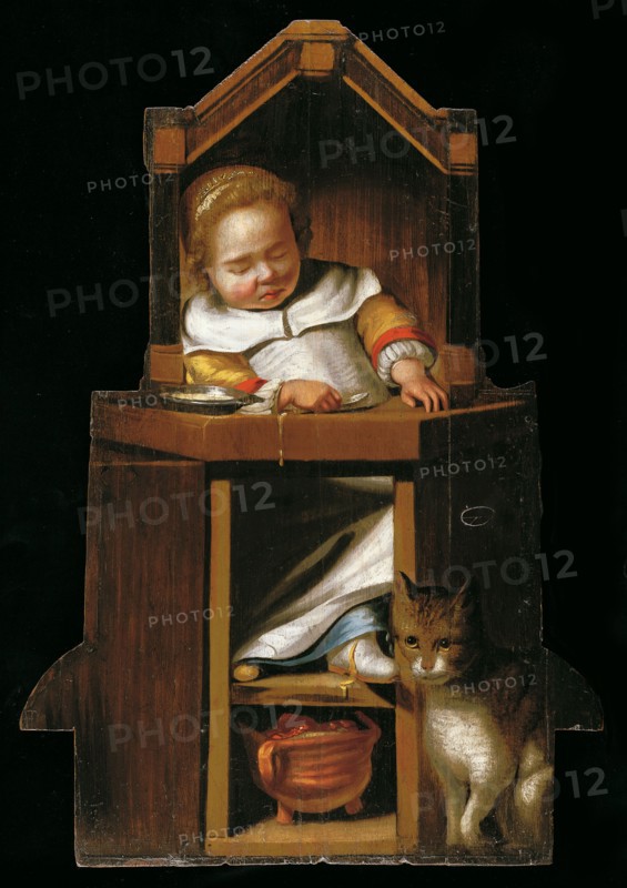 Sleeping baby in highchair. Artist: Verspronck, Johannes Cornelisz. (1600/3-1662)