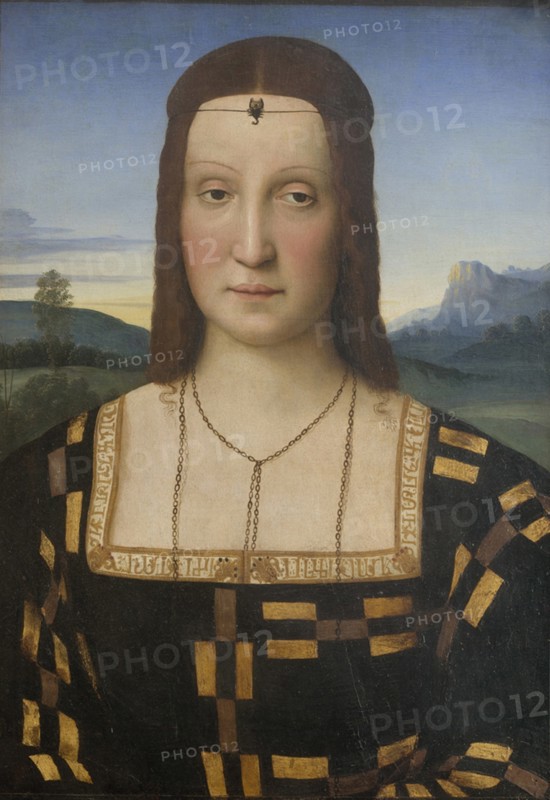 Portrait of Elisabetta Gonzaga (1471-1526). Artist: Raphael (1483-1520)
