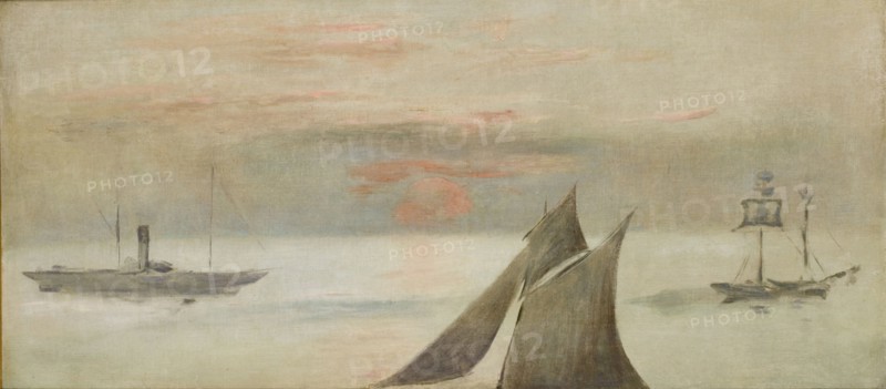 Boats at Sea, Sunset. Artist: Manet, Édouard (1832-1883)