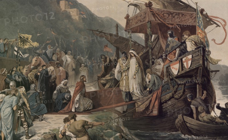 Emperor Frederick II receives at Stolzenfels his bride Isabella. Artist: Zick, Alexander (1845-1907)