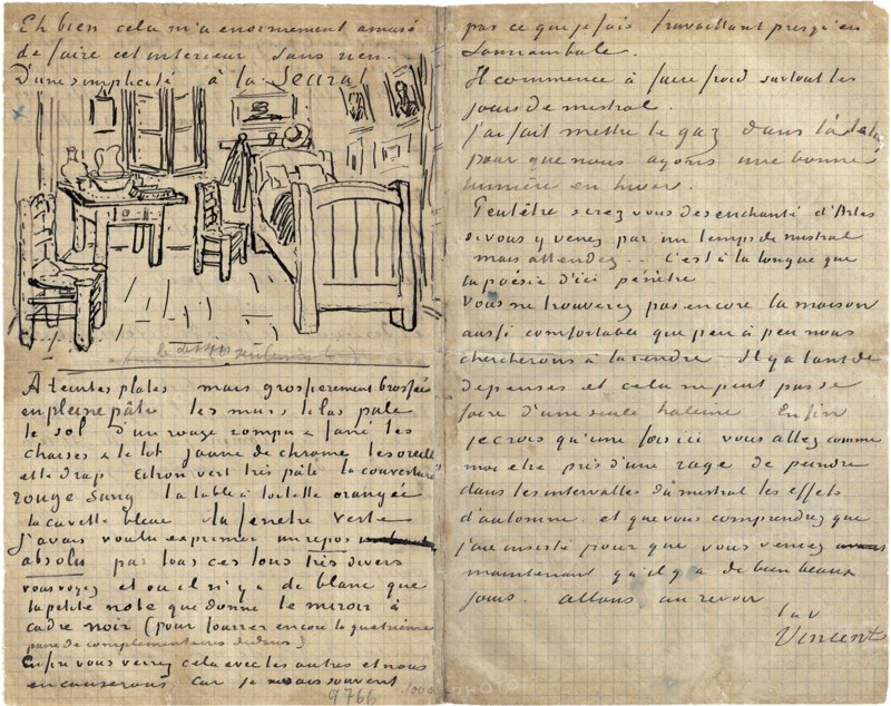 The bedroom, Letter to Paul Gauguin from Arles, Wednesday, 17 October 1888. Artist: Gogh, Vincent, van (1853-1890)
