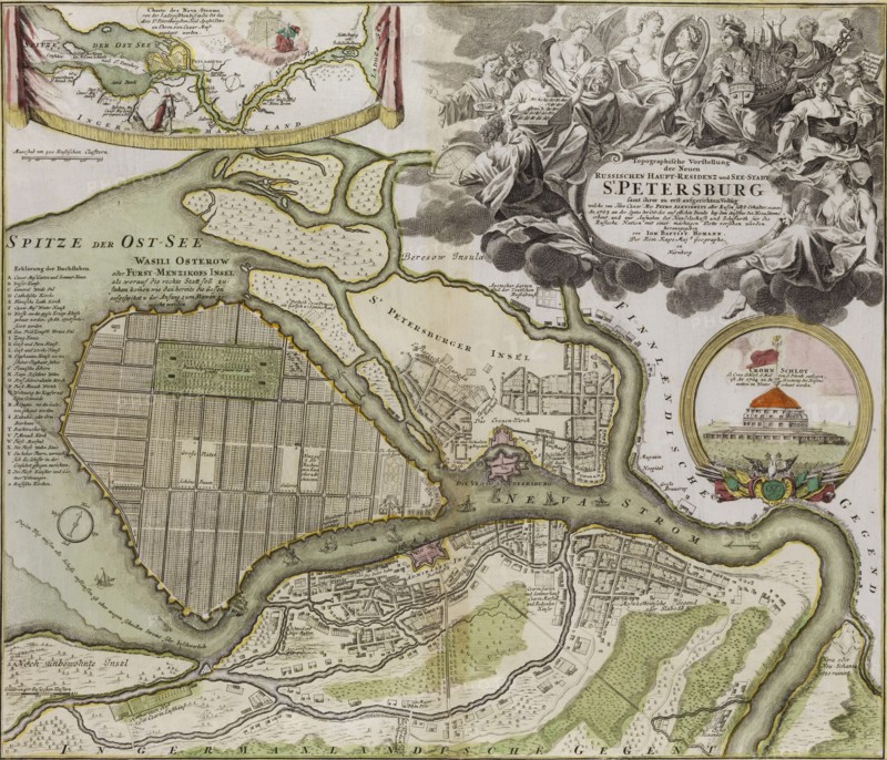 Map of Petersburg (Saint Petersburg master plan). Artist: Le Blond, Jean-Baptiste Alexandre (1679-1719)