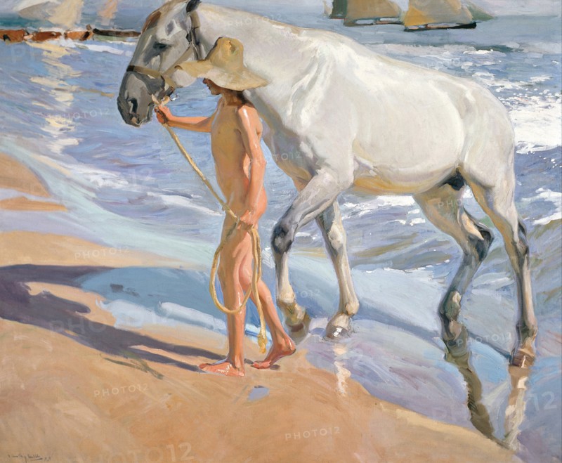 Bathing of a Horse. Artist: Sorolla y Bastida, Joaquín (1863-1923)