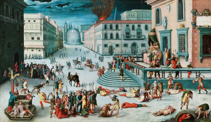 The Massacre of the Triumvirate. Artist: Caron, Antoine, (School)
