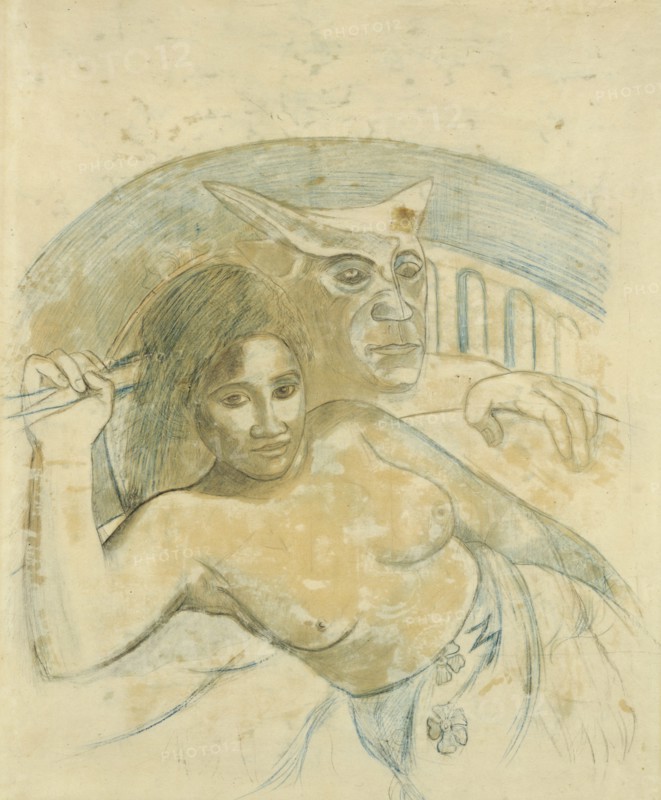 Tahitian Woman with Evil Spirit. Artist: Gauguin, Paul Eugéne Henri (1848-1903)