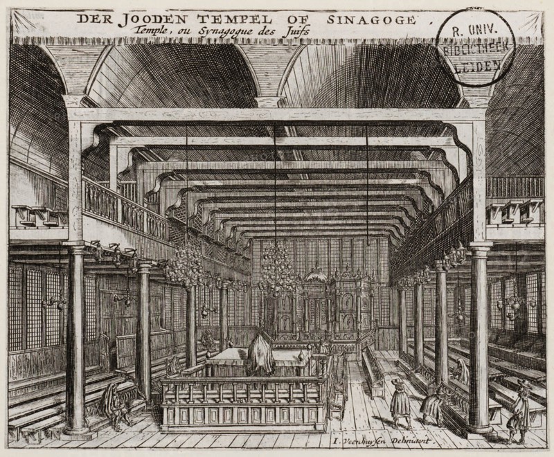 Interior of the Portuguese Synagogue in Amsterdam. Artist: Veenhuysen, Jan (active 1656-1685)