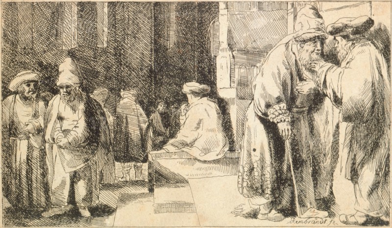 Jews in the Synagogue. Artist: Rembrandt van Rhijn (1606-1669)