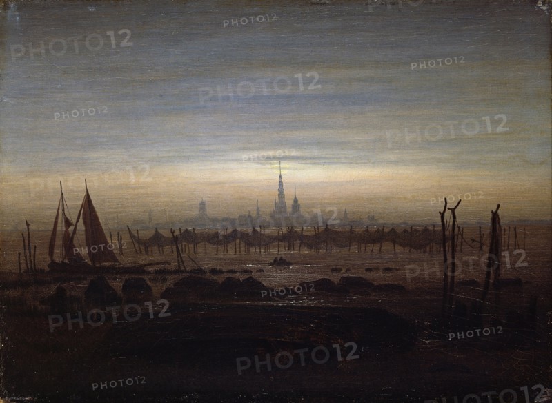 Greifswald in moonlight. Artist: Friedrich, Caspar David (1774-1840)