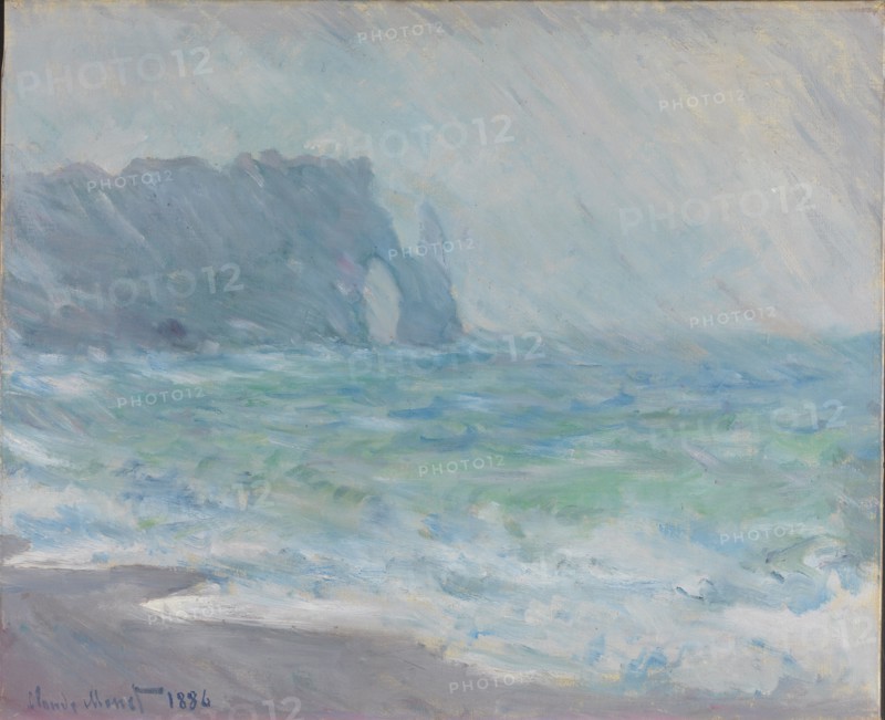 Rain in Étretat. Artist: Monet, Claude (1840-1926)