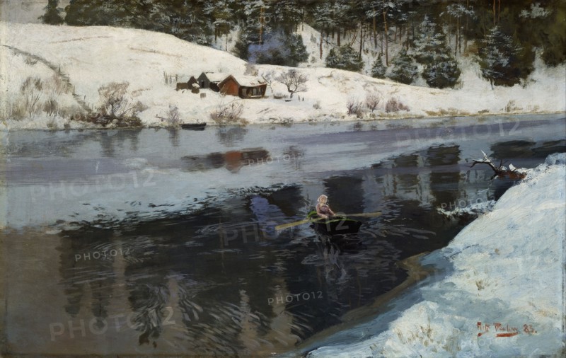 Winter at the River Simoa. Artist: Thaulov, Fritz (1847-1906)