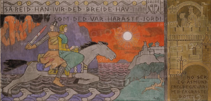 Åsmund and the Princess riding Home. Artist: Munthe, Gerhard (1849-1929)