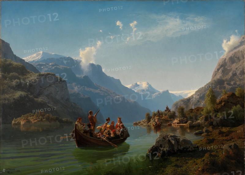 Bridal journey in Hardanger. Artist: Gude, Hans (1825-1903)