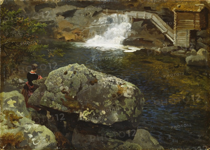By the Mill Pond. Artist: Gude, Hans (1825-1903)