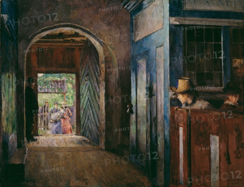 Christening in Tanum Church. Artist: Backer, Harriet (1845-1932)