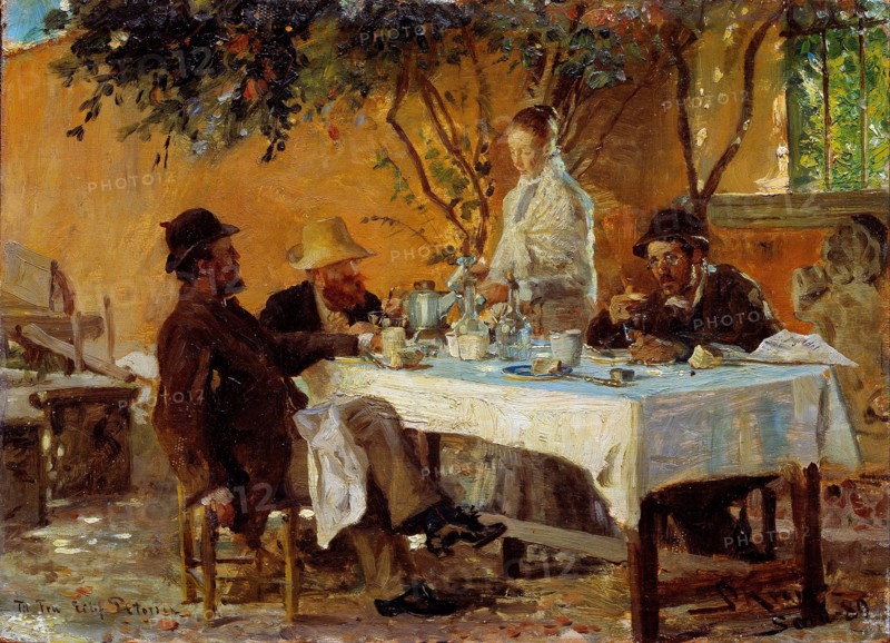 Breakfast in Sora. Artist: Krøyer, Peder Severin (1851-1909)
