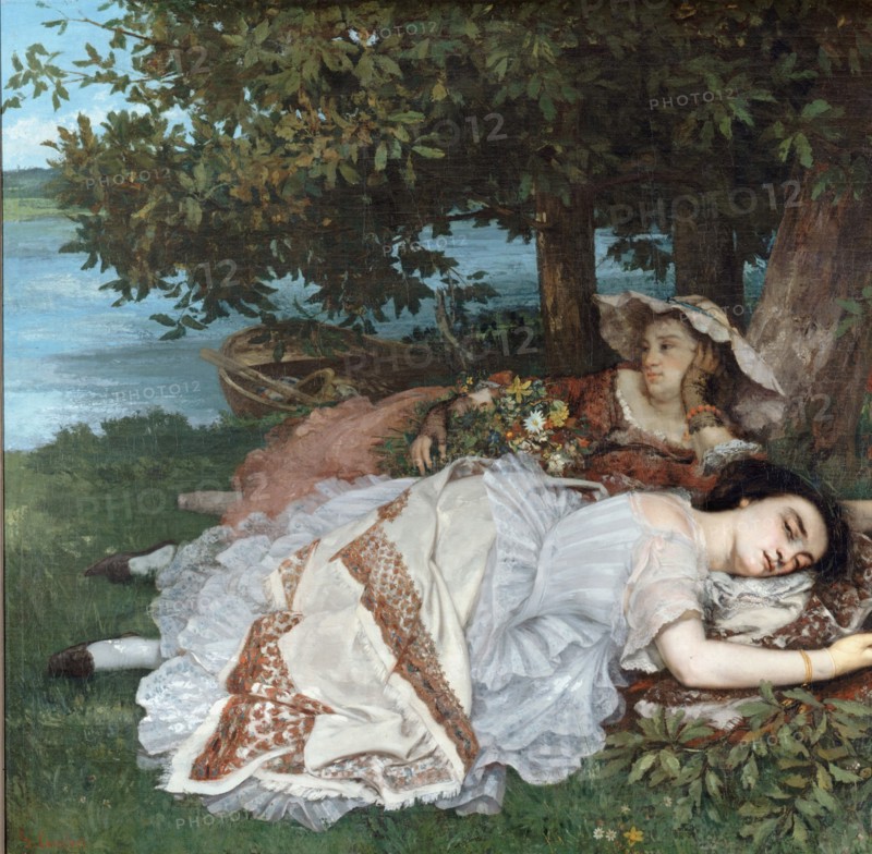 Young Ladies on the Bank of the Seine. Artist: Courbet, Gustave (1819-1877)