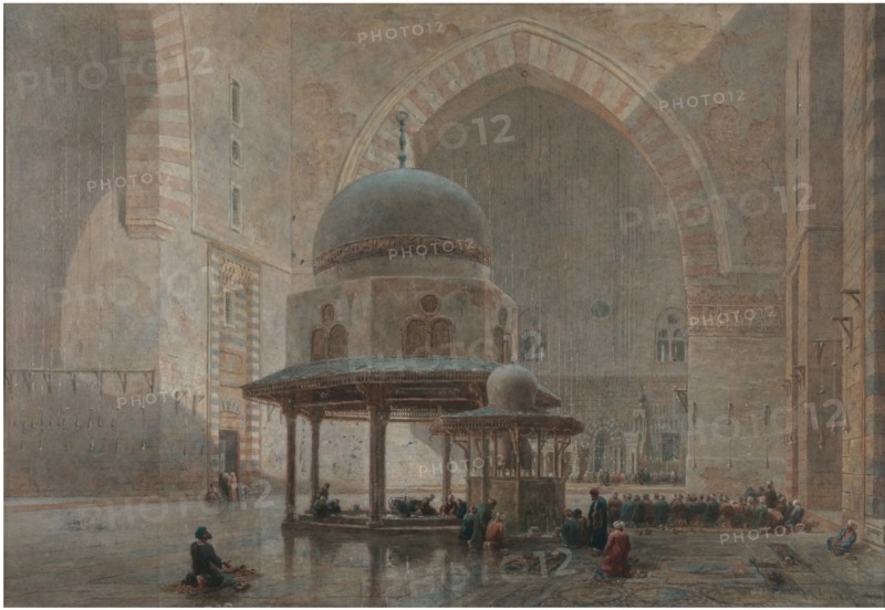 Interior of the Mosque-Madrassa of Sultan Hassan in Cairo. Artist: Goodall, Edward (1795-1870)