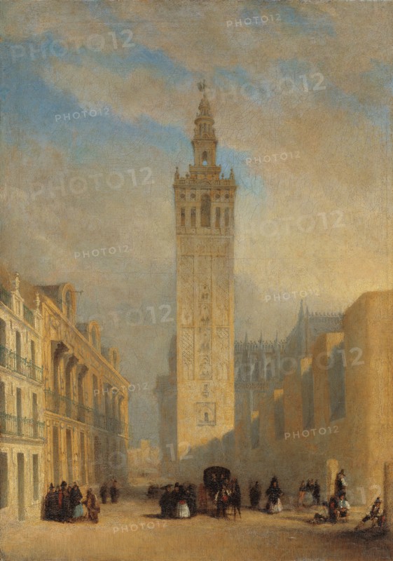 The Giralda seen from Calle Placentines. Artist: Domínguez Bécquer, José (1805-1841)