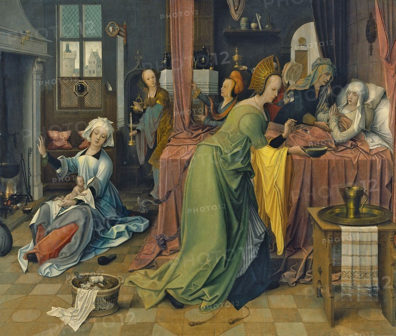 The Birth of the Virgin. Artist: De Beer, Jan (ca 1475-1528)
