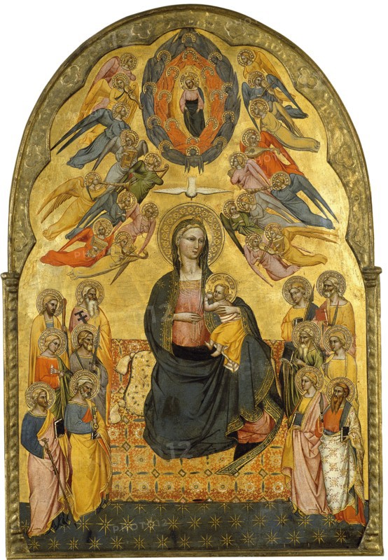 The Virgin of Humility with the Holy Father, the Holy Spirit and the twelve Apostles. Artist: Cenni di Francesco di ser Cenni (active ca 1369-1415)