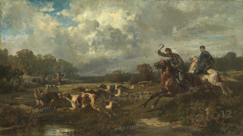 Grand Duke Vladimir Alexandrovich of Russia (1847-1909) on a Wolf Hunt. Artist: Frenz, Rudolf Ferdinandovich (1831-1918)