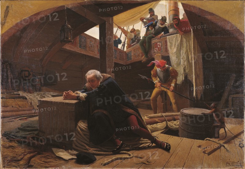 Christopher Columbus returned from America (Christopher Columbus in chains), 1863. Artist: Delleani, Lorenzo (1840-1908)
