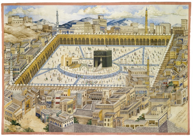 View of the Ka'aba and surrounding buildings in Mecca, Second Half of the 19th cen. Artist: Mahmud (?-1893/4)