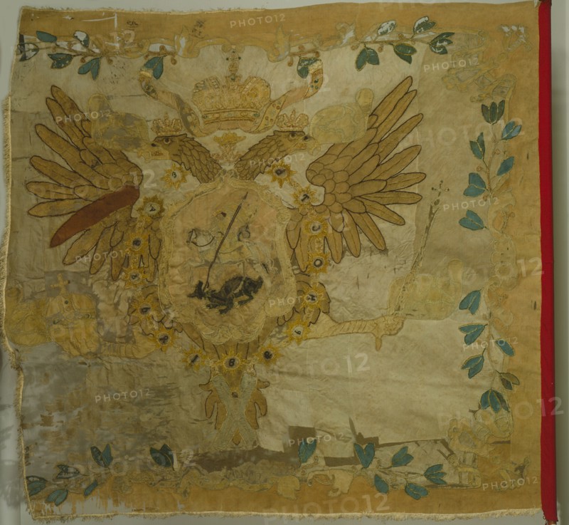 Saint George Flag of the Infantry Regiment at the Time of Anna Ioannovna, 1730s. Artist: Flags, Banners and Standards