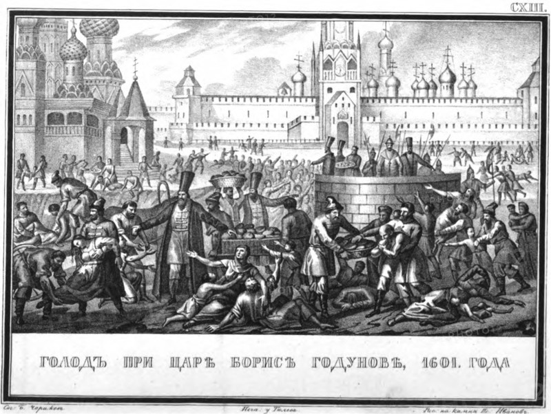 Famine during the reign of Boris Godunov (From Illustrated Karamzin), 1836. Artist: Chorikov, Boris Artemyevich (1802-1866)