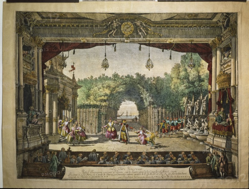 Ballet Le Turc Généreux in the Vienna Burgtheater, 1758. Artist: Bellotto, Bernardo (1720-1780)