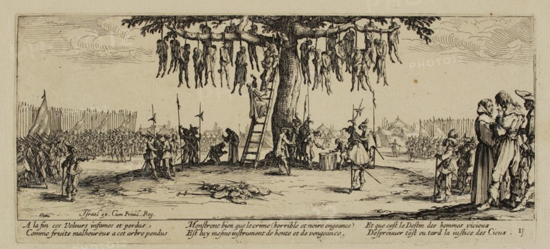 The Miseries of War, No. 11. The Hanging, 1633. Artist: Callot, Jacques (1592-1635)