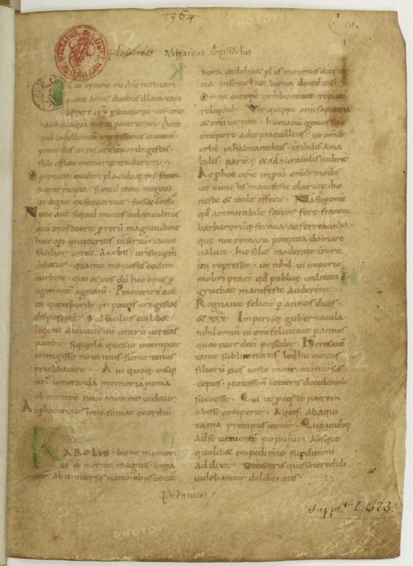 Historia Brittonum by Nennius. First page of manuscript, 11th century. Artist: Anonymous master