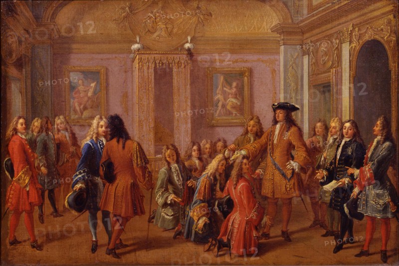 First Ennoblement of the Knights of the Order of Saint-Louis by Louis XIV in Versailles on 8 May 169 Artist: Marot, François (1666-1719)