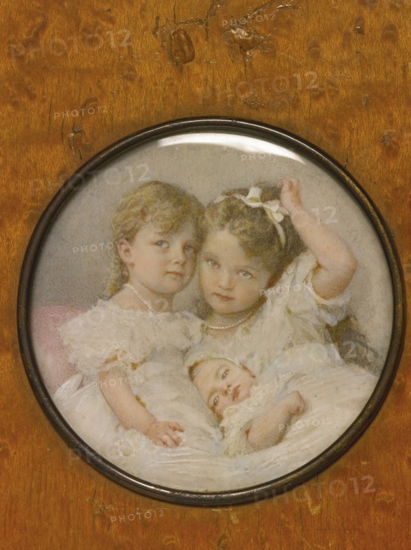 Portrait miniature of Grand Duchesses Olga, Tatiana and Maria of Russia, c. 1900. Artist: Anonymous