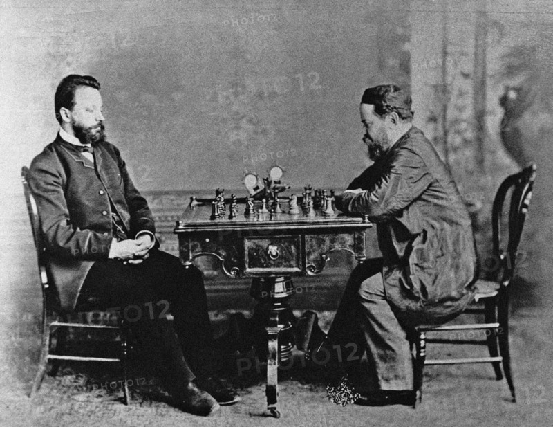Mikhail Chigorin (1850-1908) and William Steinitz (1836-1900) in Havana, 1880, 1880. Artist: Anonymous