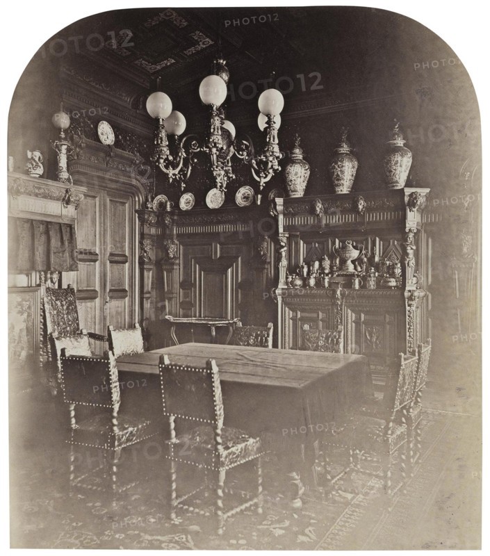 The House of Ivan Paskevich at the English Embankment in Petersburg. The dining room, 1860s. Artist: Bianchi, Giovanni (1812-1893)