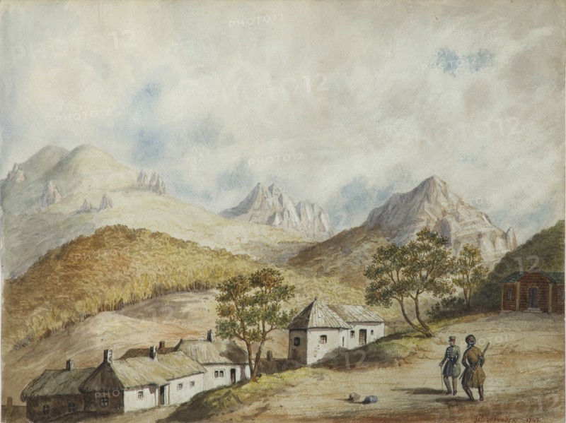 View of Zheleznovodsk, 1842. Artist: Anonymous