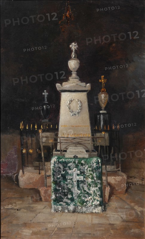 Lermontov's tombstone in Tarkhany, 1883. Artist: Mezentsov, A.S. (active 1880s)