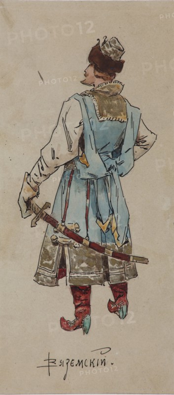 Costume design for the opera The Merchant Kalashnikov by A. Rubinstein, 1901. Artist: Simov, Viktor Andreyevich (1858-1935)