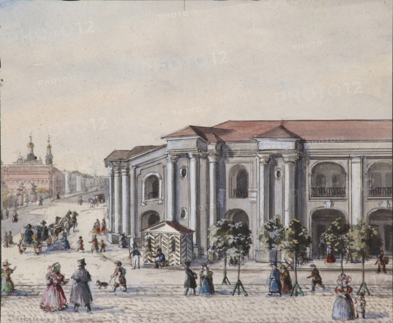 The Saint Petersburg Great Gostiny Dvor (Merchant Yard), 1830-1840s. Artist: Sadovnikov, Vasily Semyonovich (1800-1879)