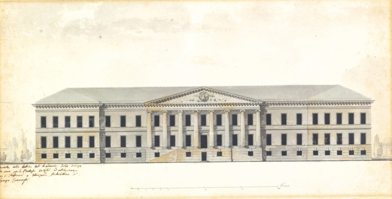 Elevation of the the facade of the Academy of Science in St. Petersburg . Artist: Quarenghi, Giacomo Antonio Domenico (1744-1817)