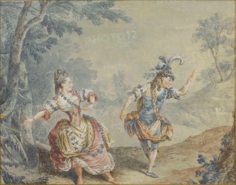 Marie Allard and Jean Dauberval in the opéra-ballet Silvie. Artist: Carmontelle, Louis (1717-1806)
