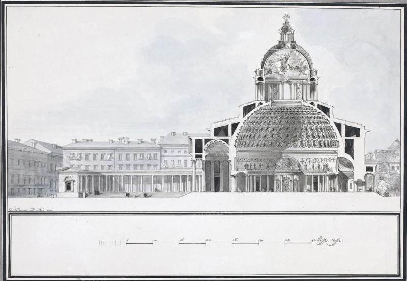 The Kazan Cathedral in Saint Petersburg, 1800. Artist: Thomas de Thomon, Jean François (1754-1813)