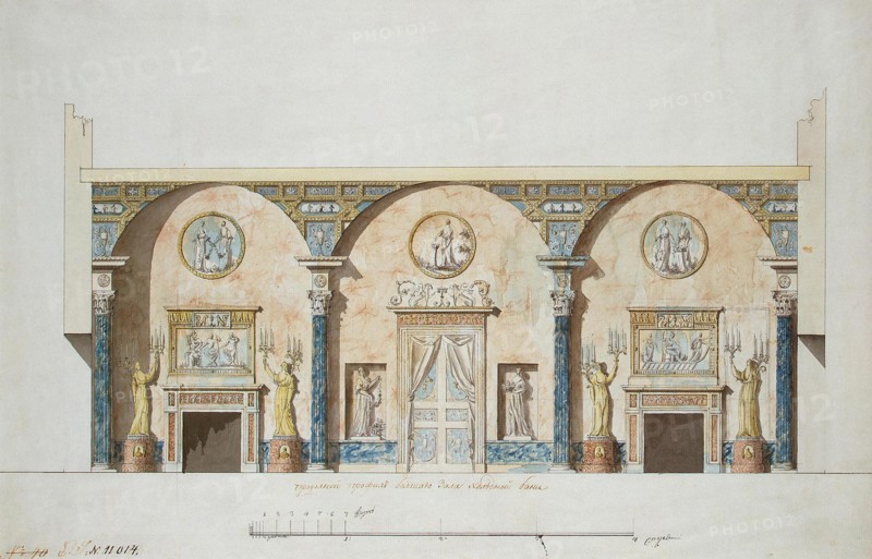 Design for the main hall in the Agate Pavilion at Tsarskoye Selo, Early 1780s. Artist: Cameron, Charles (ca. 1730/40-1812)