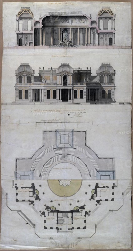 Pavilion Water palace (Chateau d'Eau) in Strelna, 1717. Artist: Le Blond, Jean-Baptiste Alexandre (1679-1719)