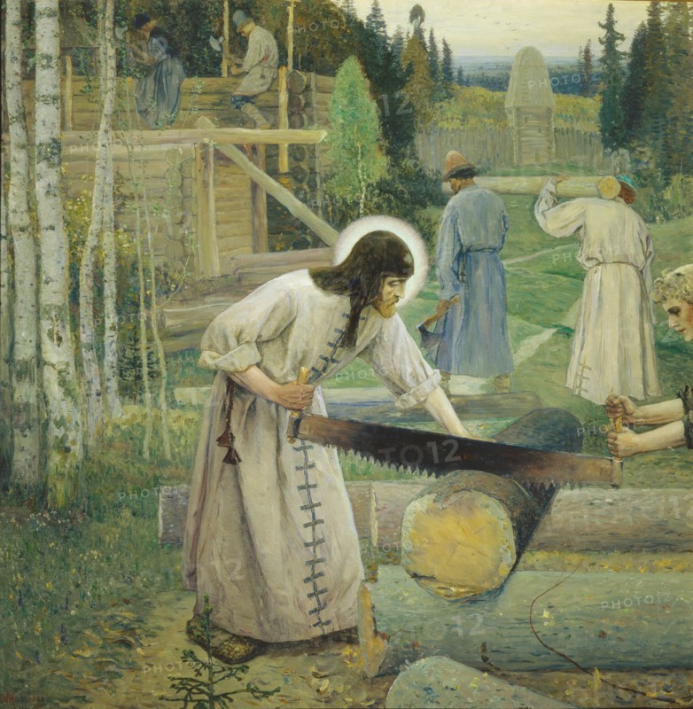 Saint Sergius' labours (Triptych, Mid part), 1896. Artist: Nesterov, Mikhail Vasilyevich (1862-1942)